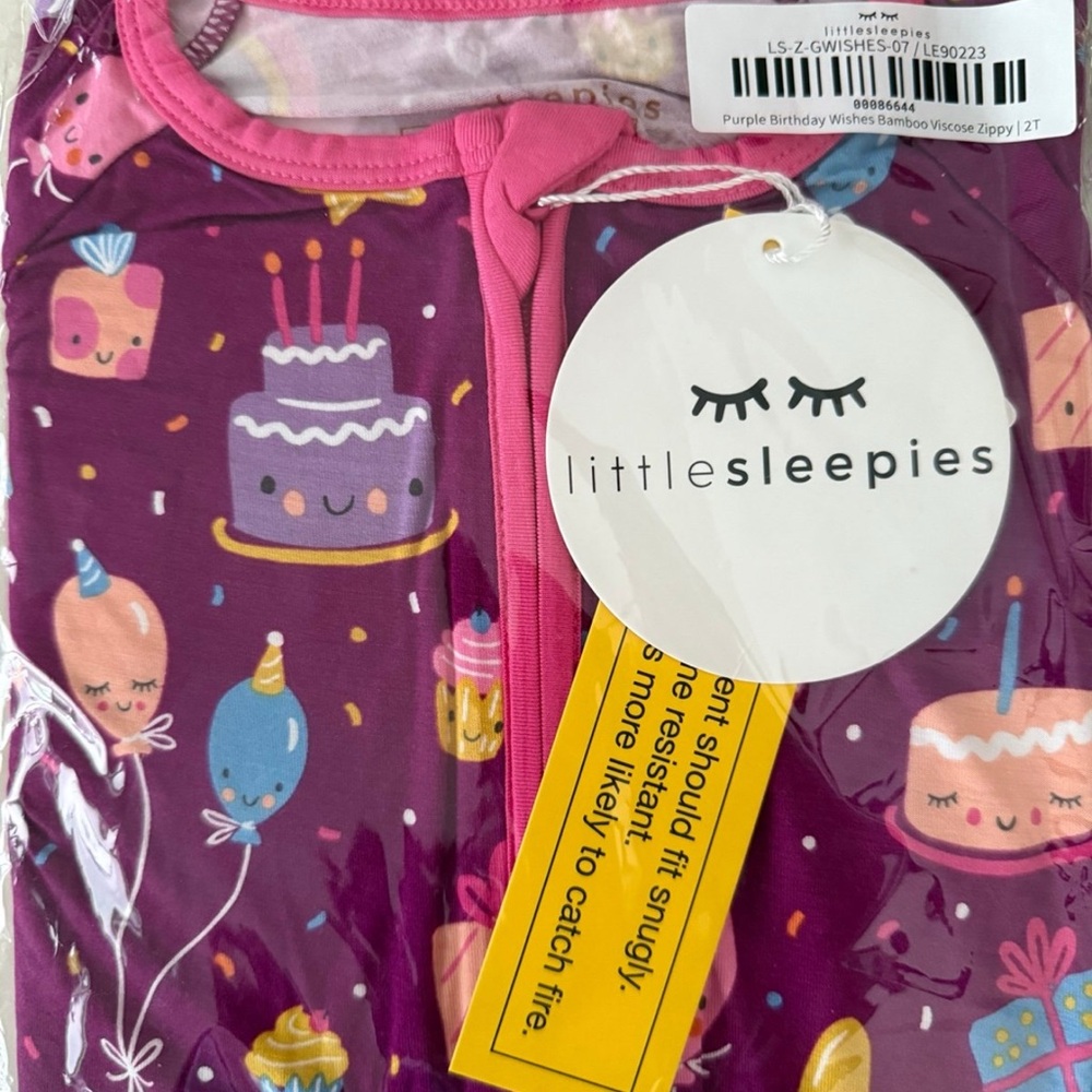 Little Sleepies Purple Birthday Wishes Bamboo Zippy 2T